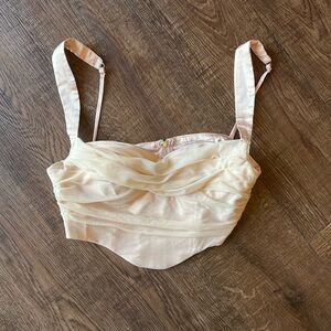 Mesh Padded Crop Top Baby Pink Sz M